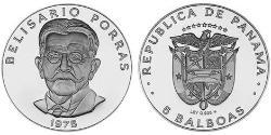 5 Balboa Panamá Rame/Nichel Belisario Porras Barahona (1856 - 1942)