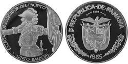 5 Balboa Republic of Panama Silver 