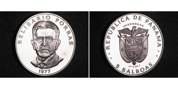 5 Balboa 巴拿马 銅/镍 Belisario Porras Barahona (1856 - 1942)