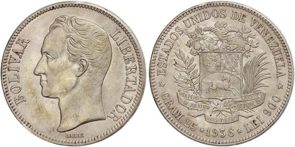 5 Bolivar Venezuela Argent 