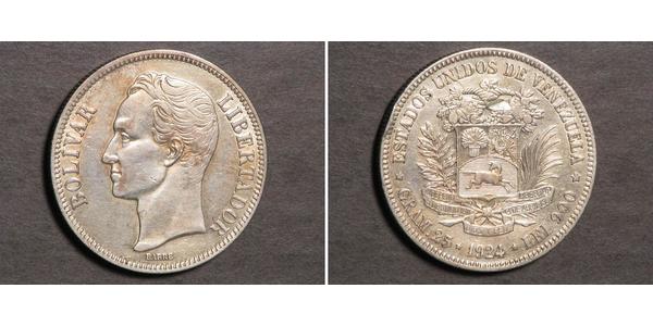 5 Bolivar Venezuela Argent 