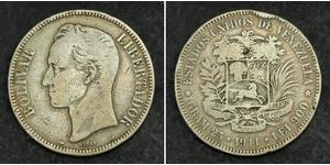 5 Bolivar Venezuela Argento 