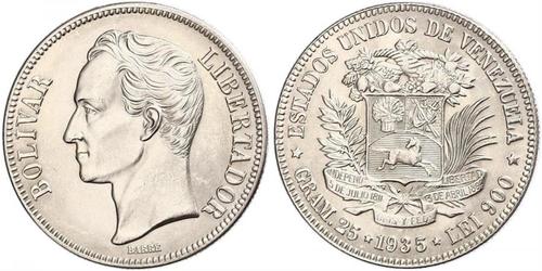 5 Bolivar Venezuela Argento 