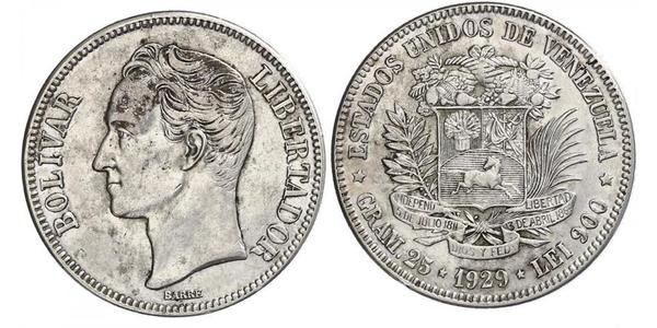 5 Bolivar Venezuela Argento 