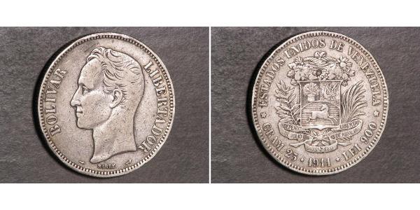 5 Bolivar Venezuela Argento 