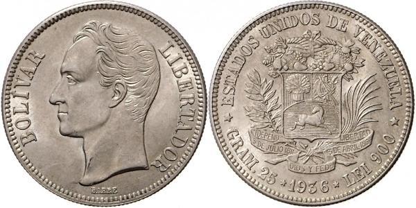 5 Bolivar Venezuela Silver 