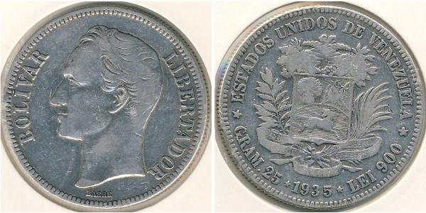 5 Bolivar Venezuela Silver 