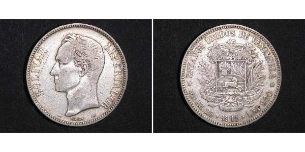 5 Bolivar Venezuela Silver 