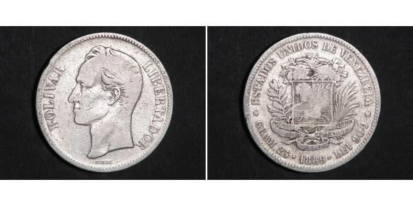 5 Bolivar Venezuela Silver 