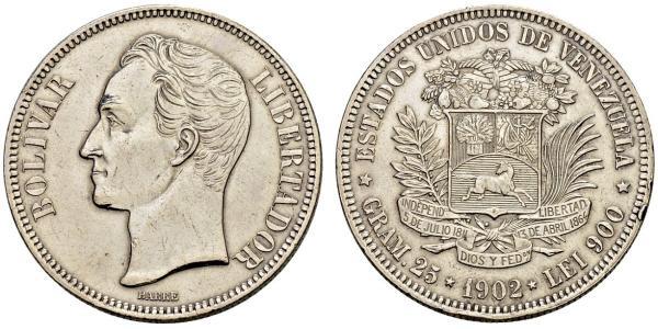 5 Bolivar Venezuela 銀 
