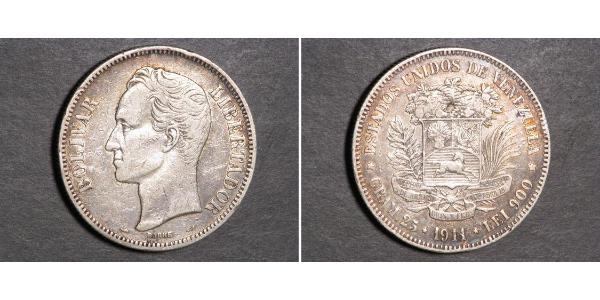 5 Bolivar Venezuela 銀 