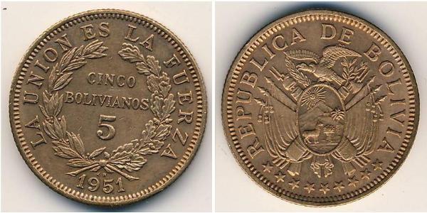 5 Boliviano 玻利維亞 青铜 