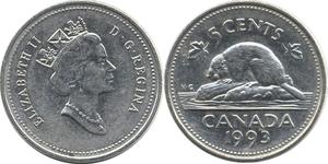 5 Cent Canadá Acero Isabel II (1926-2022)