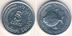 5 Cent Singapur Aluminio 