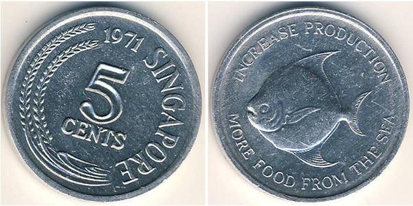 5 Cent Singapur Aluminio 