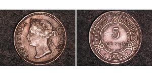 5 Cent British Honduras (1862-1981) Argent Victoria (1819 - 1901)