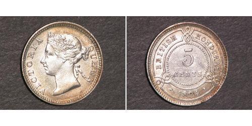 5 Cent British Honduras (1862-1981) Argent Victoria (1819 - 1901)