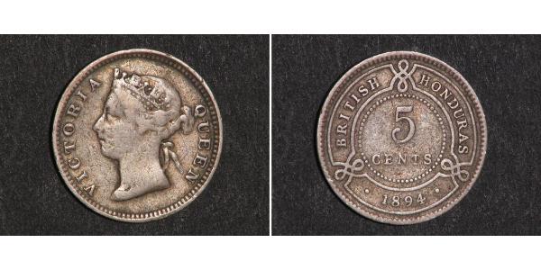 5 Cent British Honduras (1862-1981) Argent Victoria (1819 - 1901)