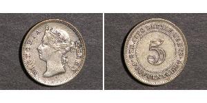 5 Cent Établissements des détroits (1826 - 1946) Argent Victoria (1819 - 1901)