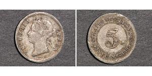 5 Cent Établissements des détroits (1826 - 1946) Argent Victoria (1819 - 1901)