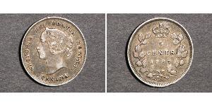 5 Cent Canada Argento Vittoria (1819 - 1901)