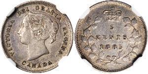 5 Cent Canada Argento Vittoria (1819 - 1901)