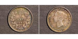 5 Cent Canada Argento Vittoria (1819 - 1901)