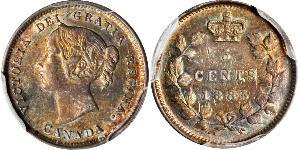 5 Cent Canada Argento Vittoria (1819 - 1901)