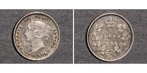 5 Cent Canada Argento Vittoria (1819 - 1901)
