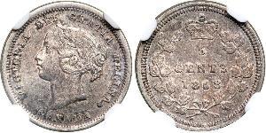 5 Cent Canada Argento Vittoria (1819 - 1901)