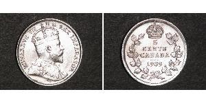 5 Cent Canada Argento Edoardo VII (1841-1910)