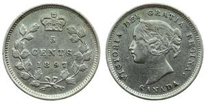 5 Cent Canada Argento Vittoria (1819 - 1901)