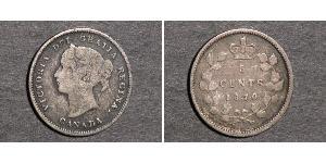 5 Cent Canada Argento Vittoria (1819 - 1901)