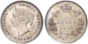 5 Cent Canada Argento Vittoria (1819 - 1901)