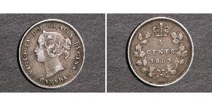 5 Cent Canada Argento Vittoria (1819 - 1901)