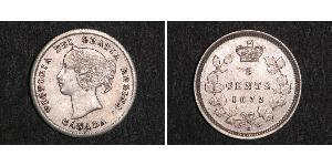 5 Cent Canada Argento Vittoria (1819 - 1901)