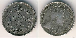 5 Cent Canada Argento Edoardo VII (1841-1910)