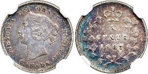 5 Cent Canada Argento Vittoria (1819 - 1901)