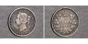 5 Cent Canada Argento Vittoria (1819 - 1901)