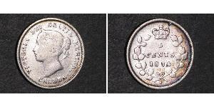 5 Cent Canada Argento Vittoria (1819 - 1901)