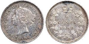 5 Cent Canada Argento Vittoria (1819 - 1901)