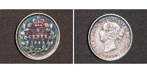 5 Cent Canada Argento Vittoria (1819 - 1901)