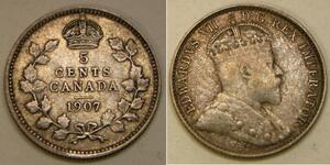 5 Cent Canada Argento Edoardo VII (1841-1910)