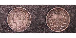 5 Cent Canada Argento Vittoria (1819 - 1901)