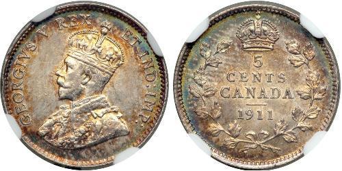 5 Cent Canada Argento Giorgio V (1865-1936)