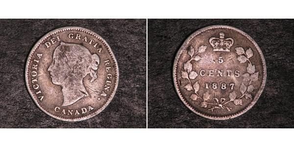 5 Cent Canada Argento Vittoria (1819 - 1901)