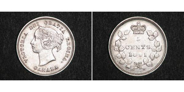 5 Cent Canada Argento Vittoria (1819 - 1901)