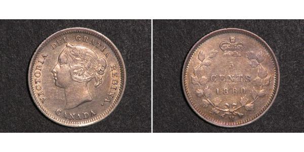 5 Cent Canada Argento Vittoria (1819 - 1901)
