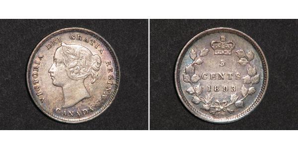 5 Cent Canada Argento Vittoria (1819 - 1901)