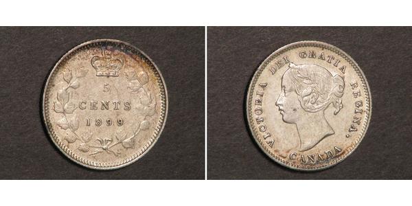 5 Cent Canada Argento Vittoria (1819 - 1901)